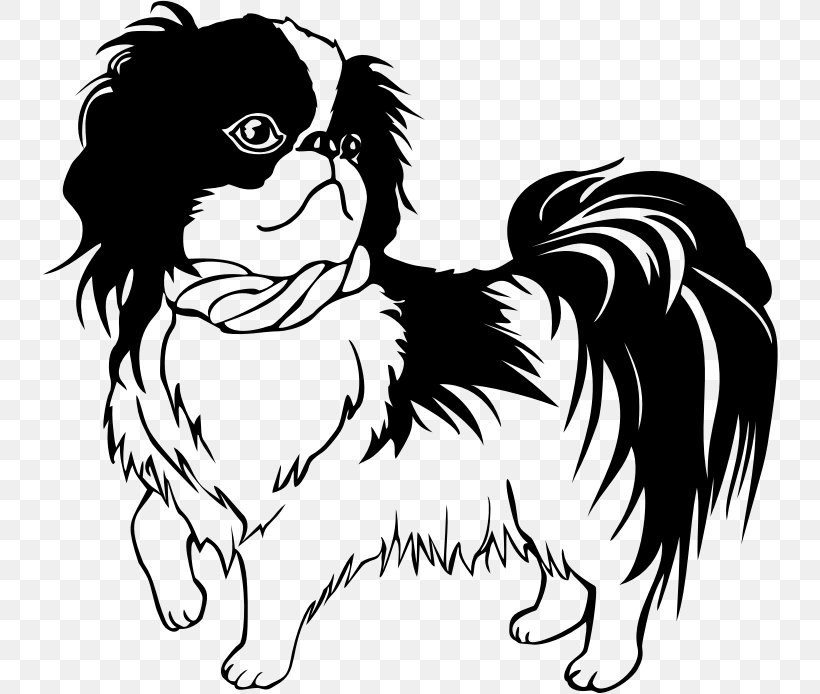 Shih Tzu Dachshund Japanese Chin Puppy Line Art, PNG.