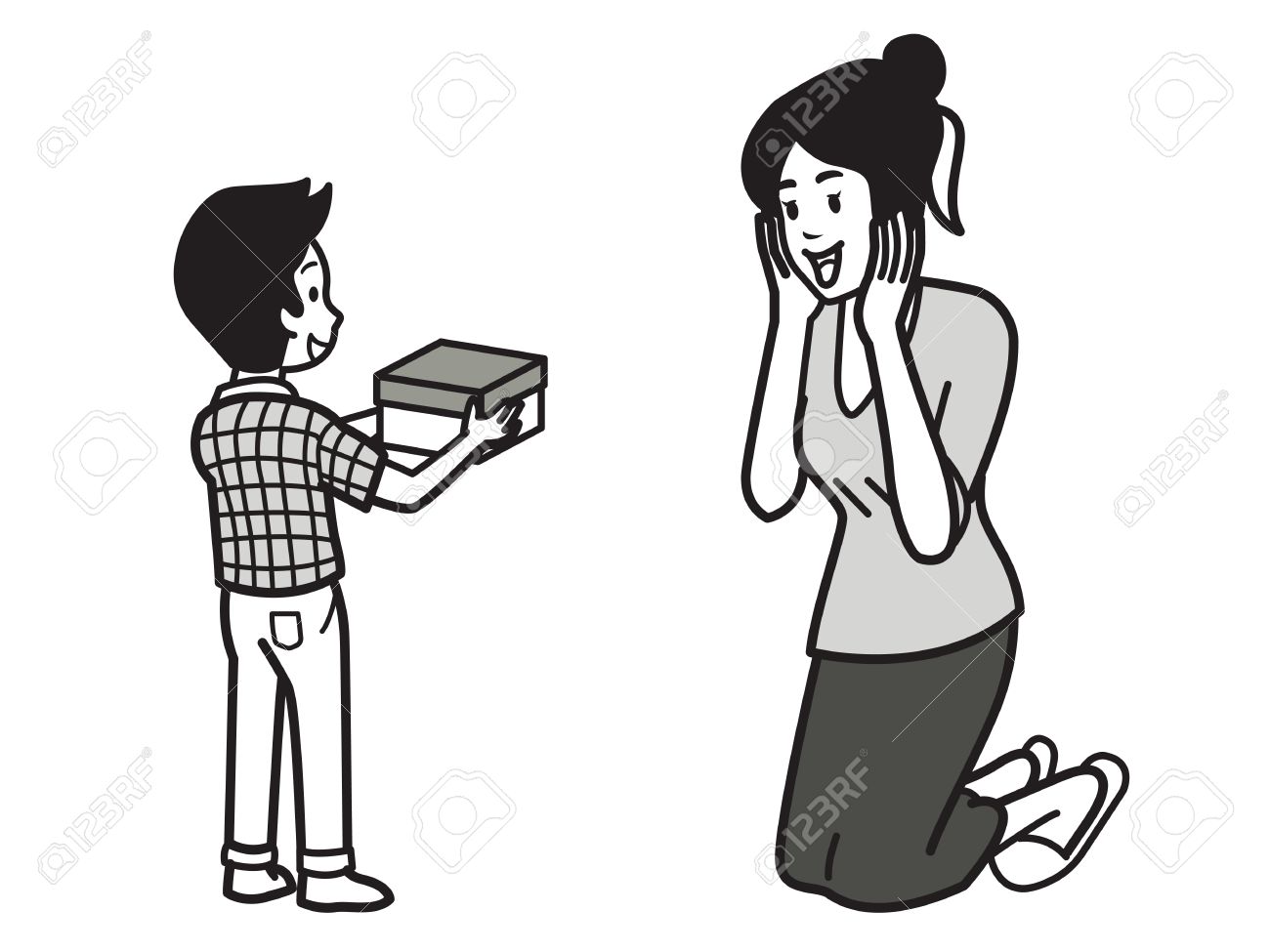 Giving Gift Clipart Black And White.