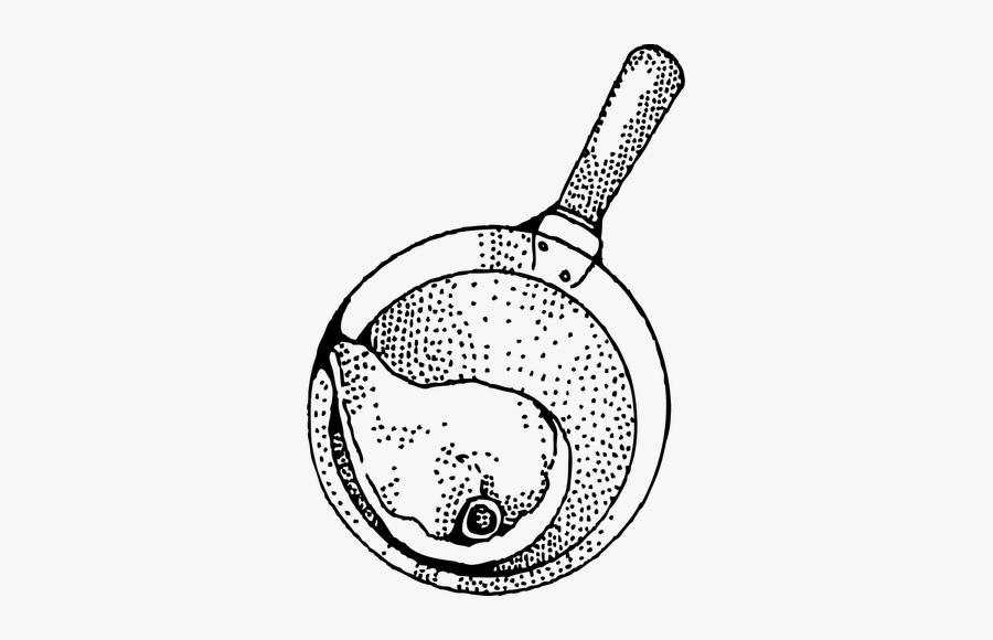 Pork Chop In Frying Pan Vector Drawing.