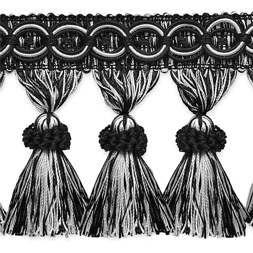 Kylie Classic Tassel Fringe Trim Black/White.