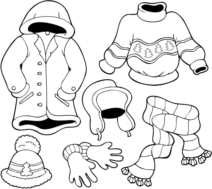 Winter Clothes Clipart Black And White.