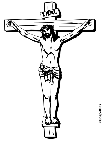 Clip Art Image: Picture of Jesus on the Cross (black and.