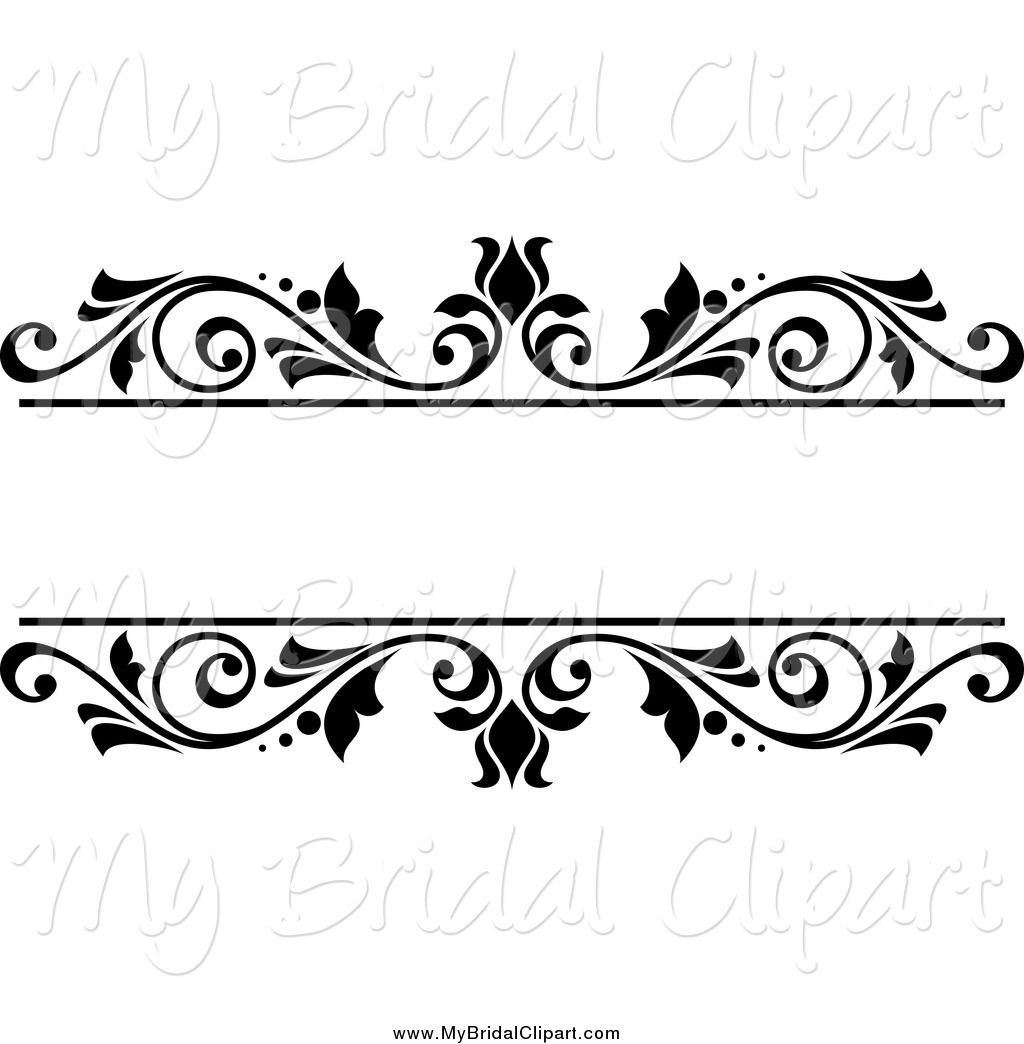 Bridal Clipart of a Black and White Floral Wedding Frame by.