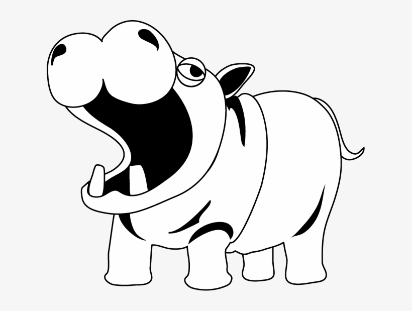 Hippo Clipart Black And White.