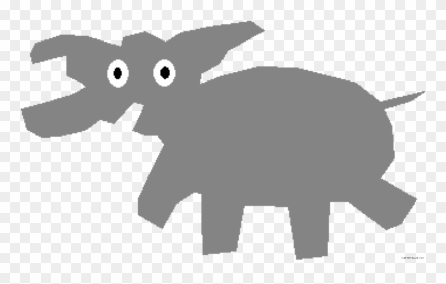 Wonderful Elephant Animal Free Black White Clipart.