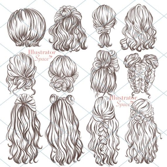 Hairstyles clipart hair set DIGITAL DOWNLOAD Custom.