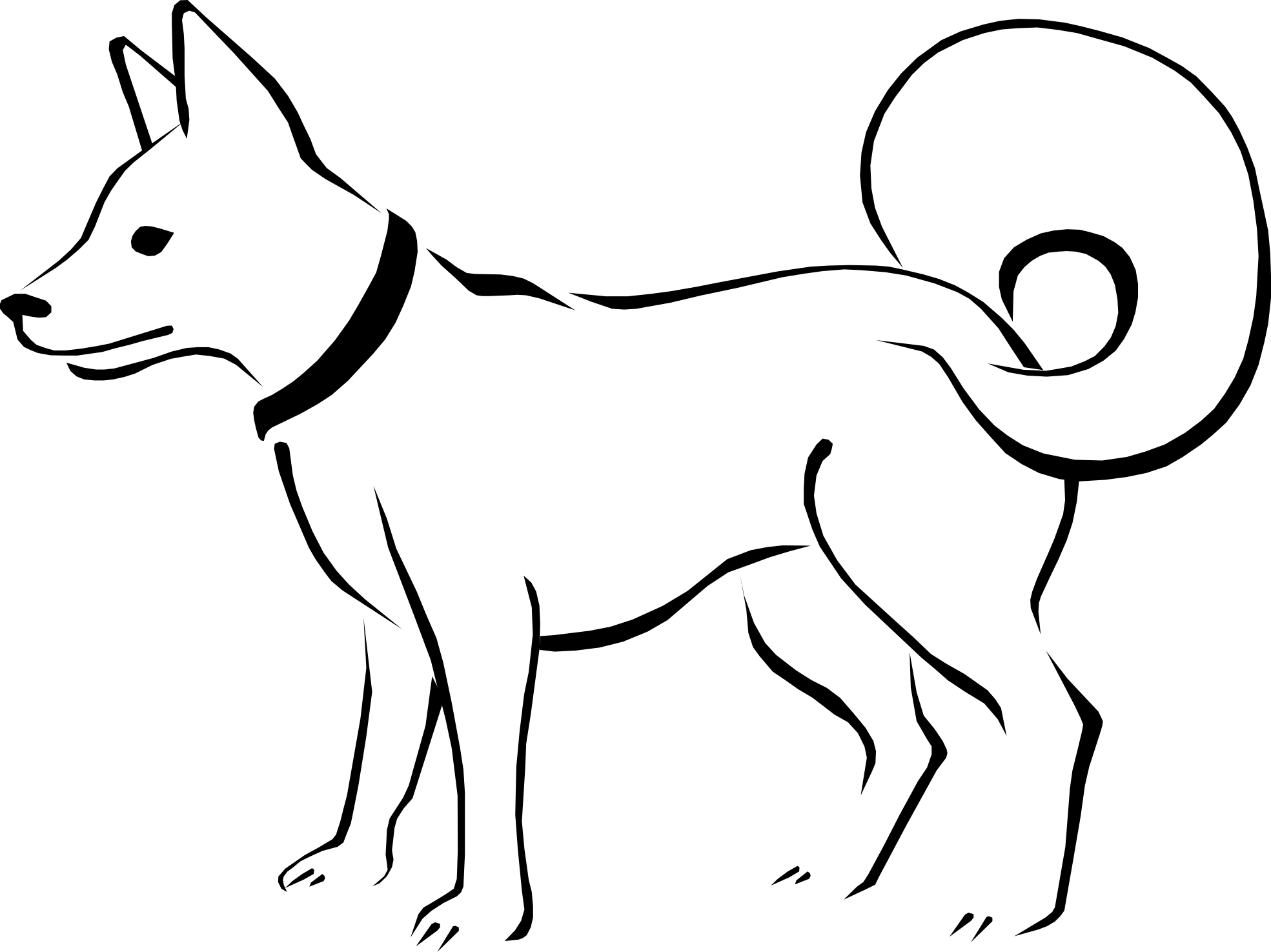 Black and white dog drawing.