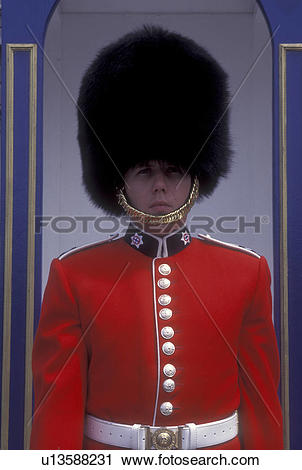 Stock Photography of Canada, Ontario, Ottawa, A sentry wearing a.