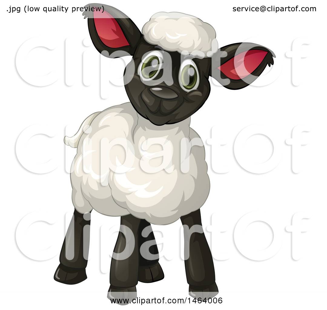 Clipart of a Cute Black Lamb.