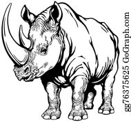 White Rhinoceros Clip Art.