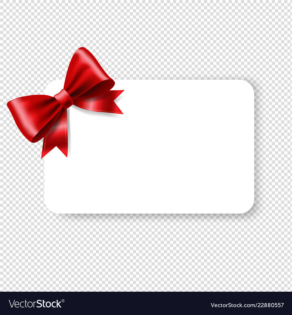 Blank gift tag red ribbon bow.