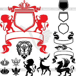 of heraldic silhouettes elements.