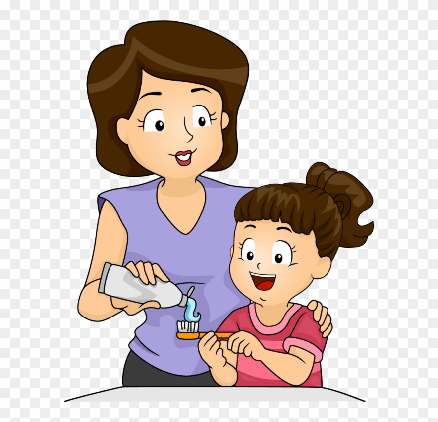 Download Mother And Kid Brushing Teeth Clipart Tooth.