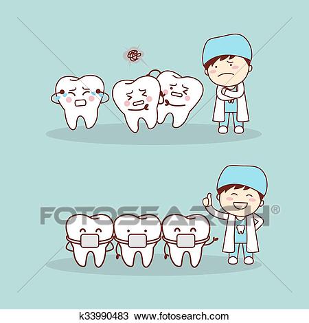 Cute cartoon tooth braces Clipart.