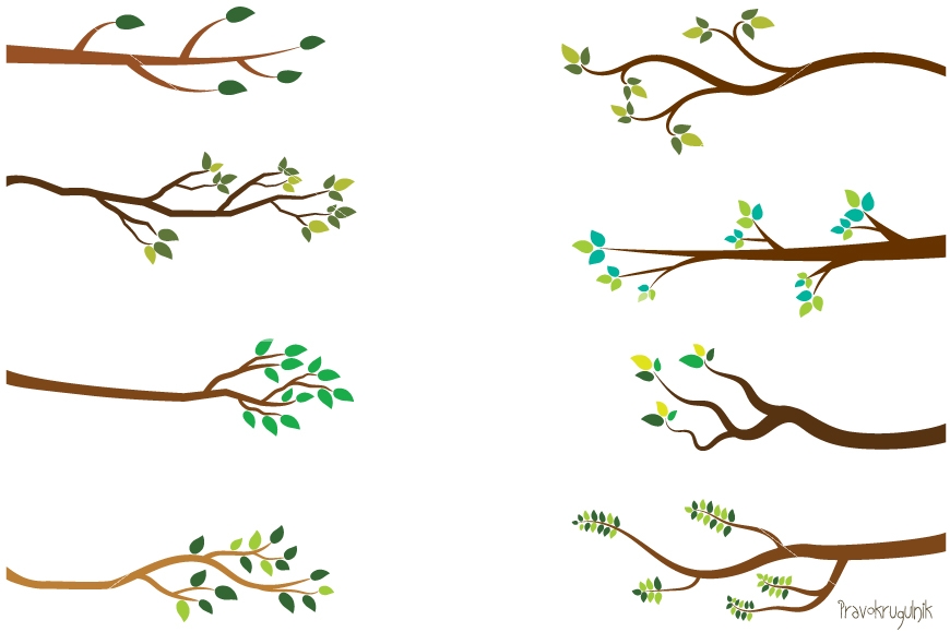 Tree branch clipart, Green leaf branches clip art, Bare branches.