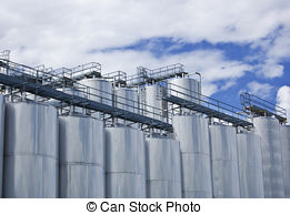 Stock Photos of brewery tanks blue sky big containers beer.