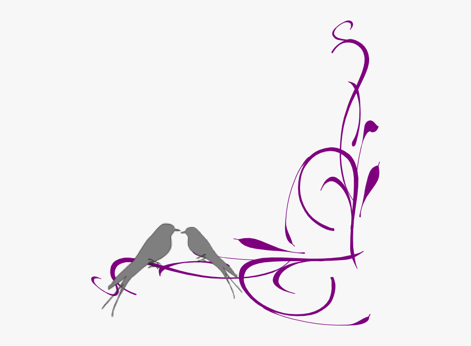 Floral Swirly Bird Bottom Corner Clip Art Vector.