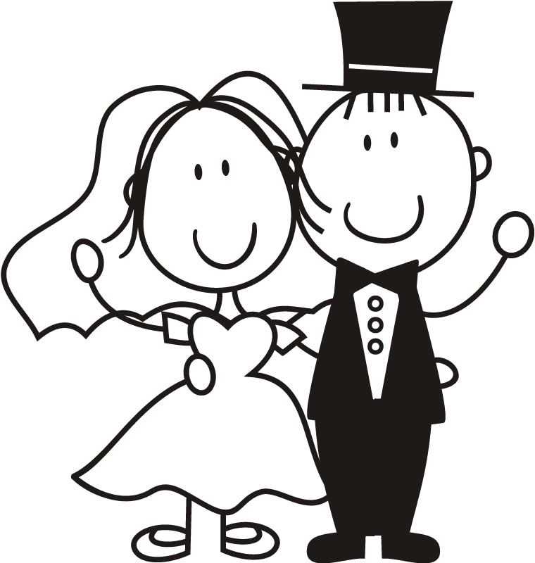 Bride and groom clip art.