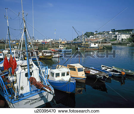 Stock Photography of England, Devon, Brixham, Small craft at.