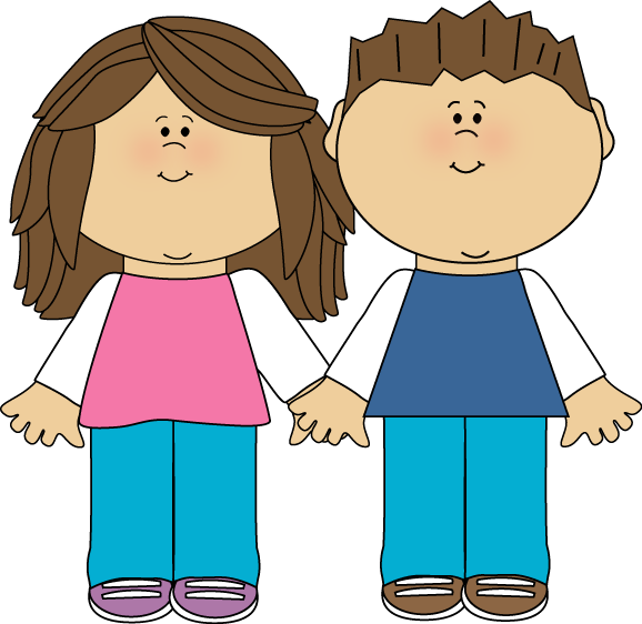 Brother and Sister Clip Art Image.