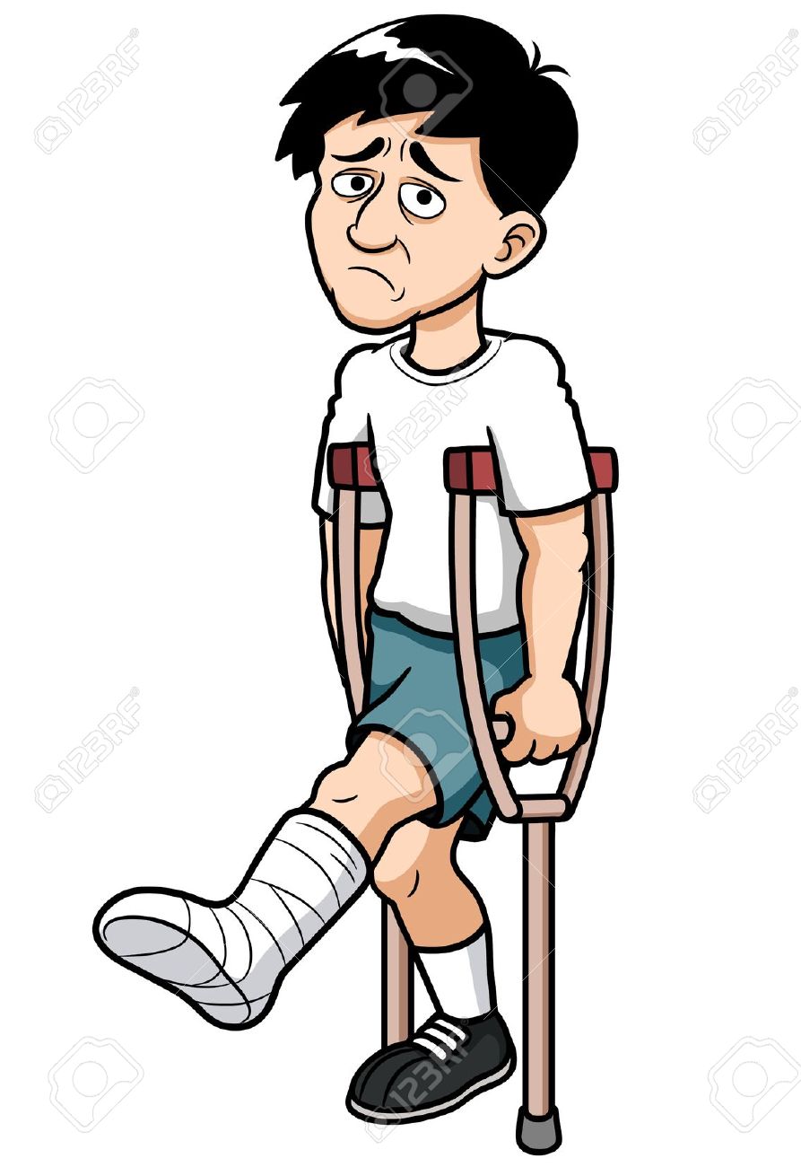 Man broken leg clipart.