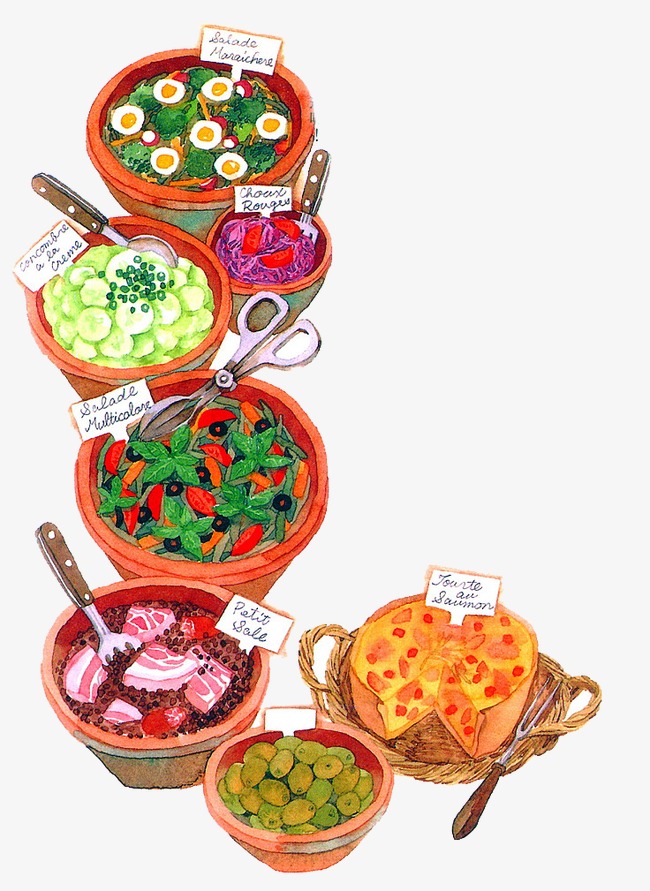 Download Free png Cartoon Painted Buffet Dishes, Cartoon.