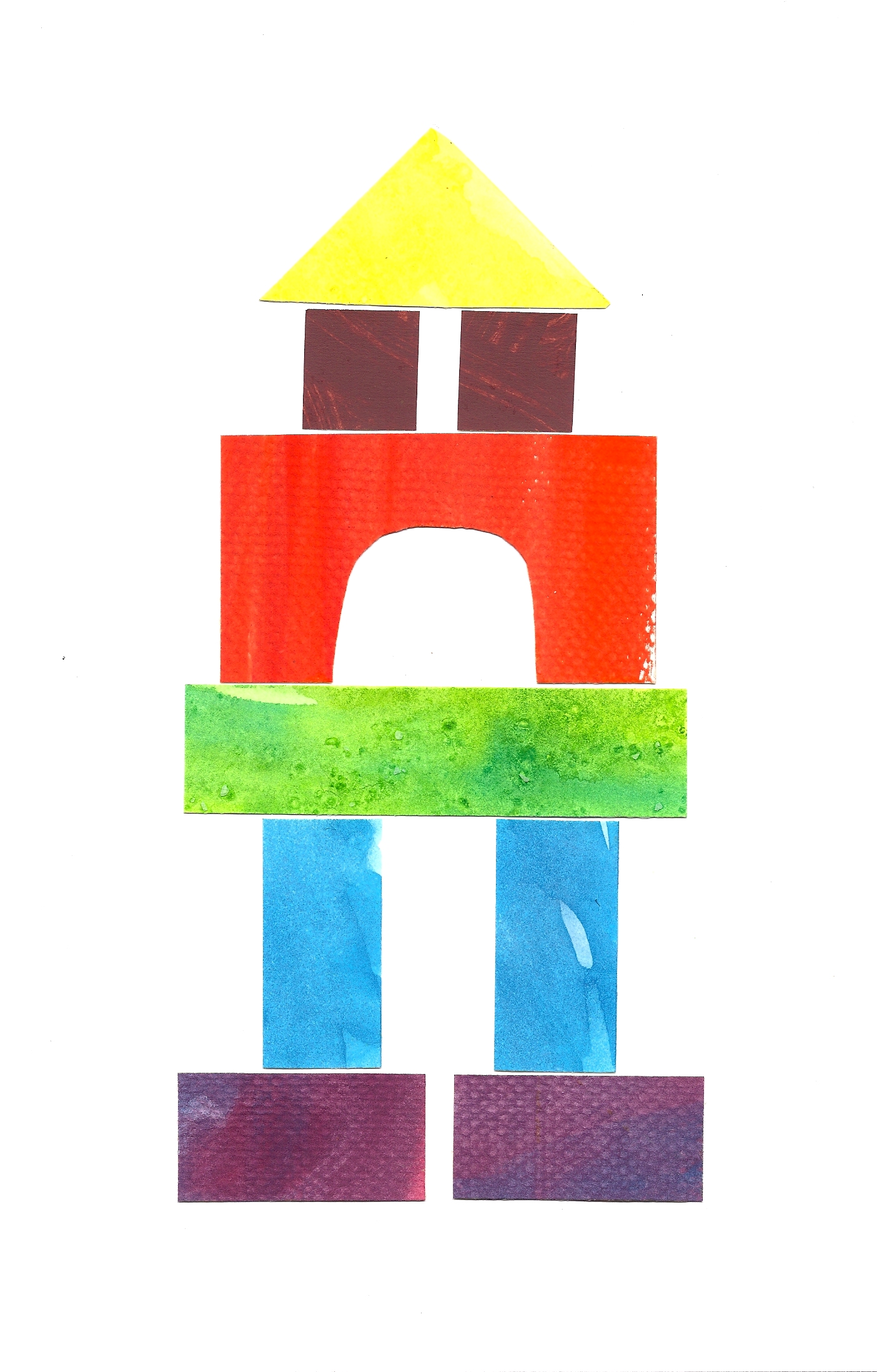 Under Construction: Watercolor building block art.