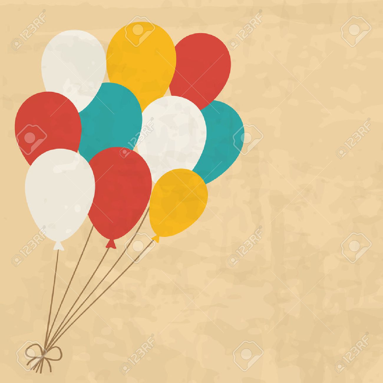 vintage birthday card with a bunch of balloons.