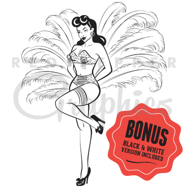 Burlesque Clip Art Illustration.