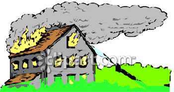 House burning down clipart.