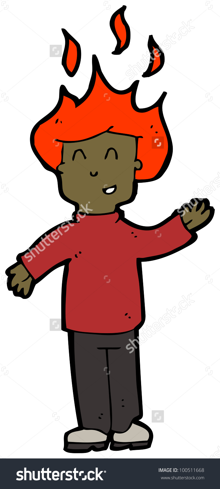 Cartoon Man With Burning Hair Stock Photo 100511668 : Shutterstock.