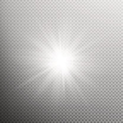 White glowing light burst effect. EPS 10 Clipart Image.