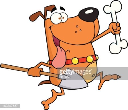 Dog Running TO Bury A Bone premium clipart.