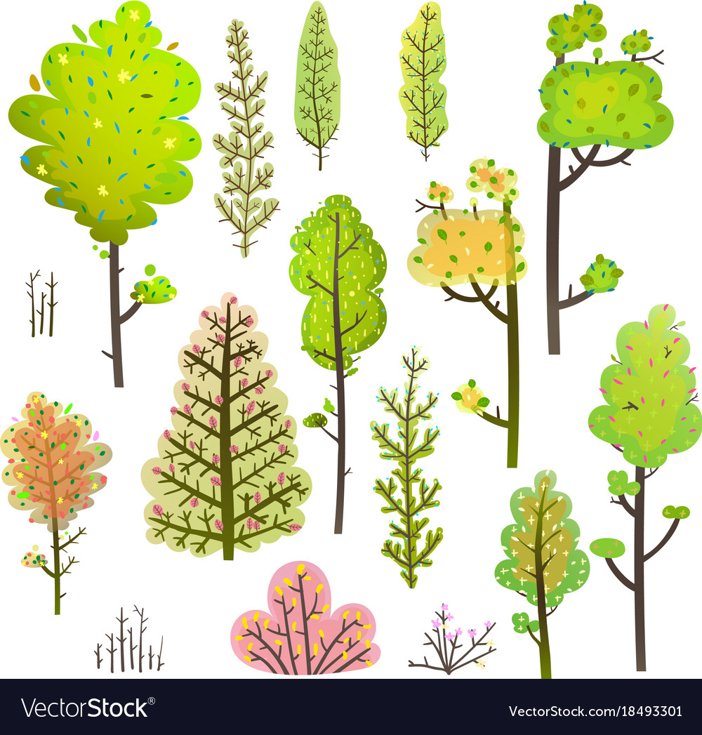 Trees bush green forest clipart collection.