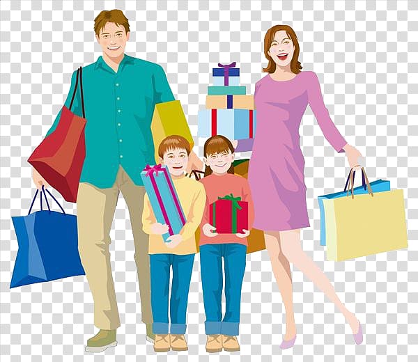 Family , Shopping bag Family , The family go shopping.