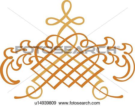 Clip Art of Gold and orange fancy design u14939809.