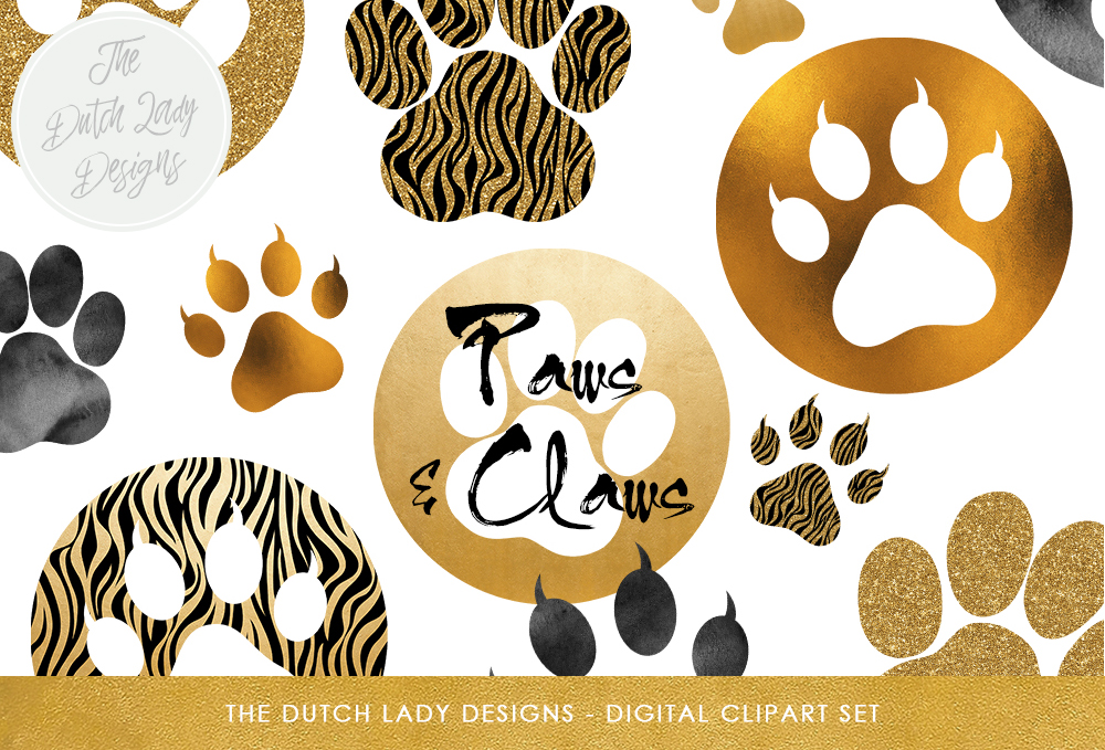 Animal Paws & Claws Clipart Set.