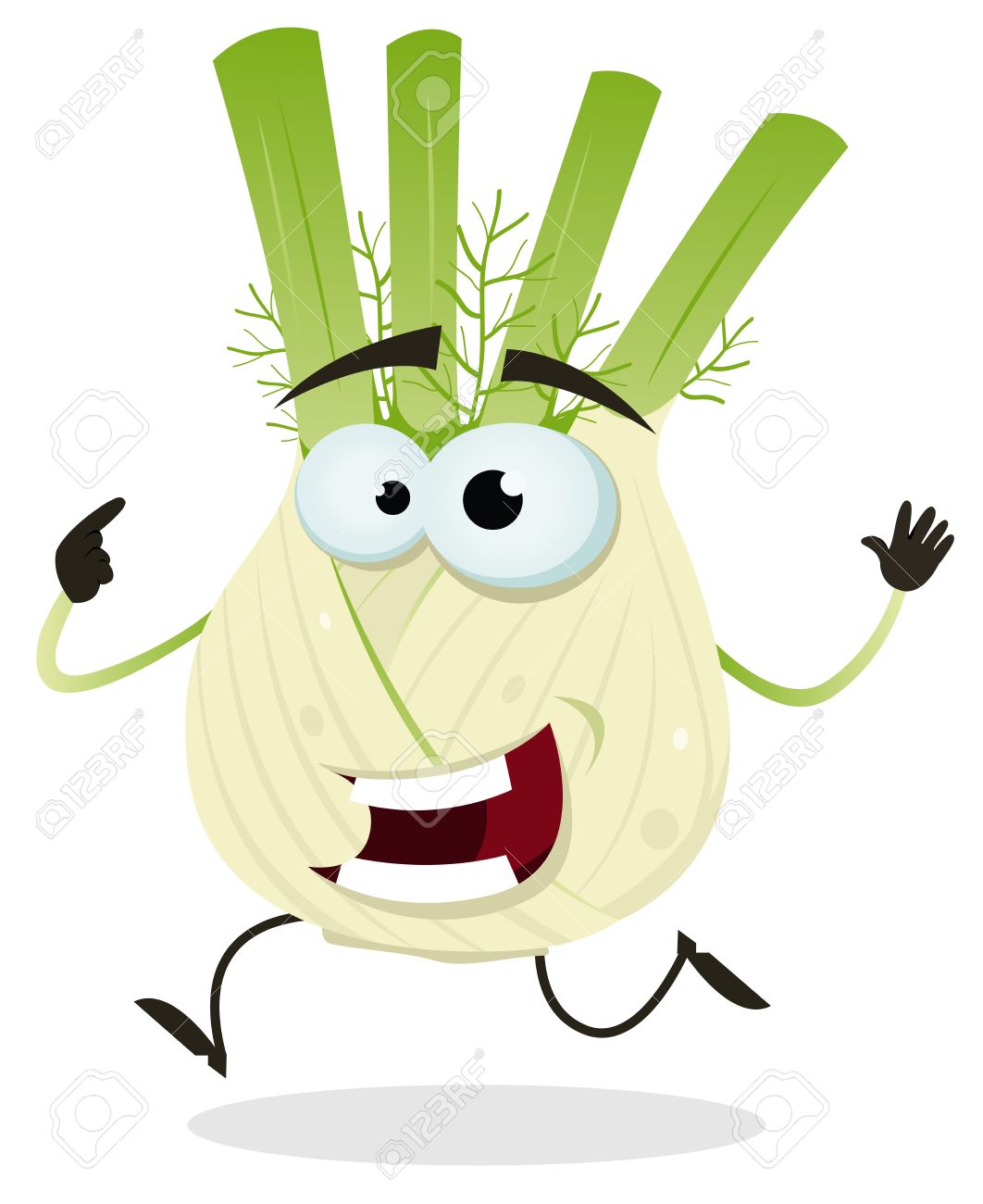 Illustration Of A Funny Happy Cartoon Fennel Vegetable Character.