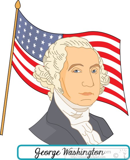 Clipart of george washington with the flag.