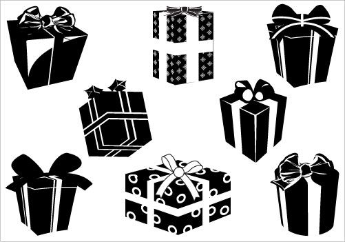 Christmas Gift Box Silhouette Clip Art Pack.