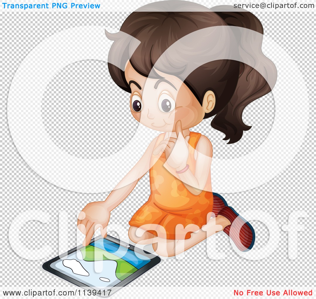 Girl With Ipad Clipart.