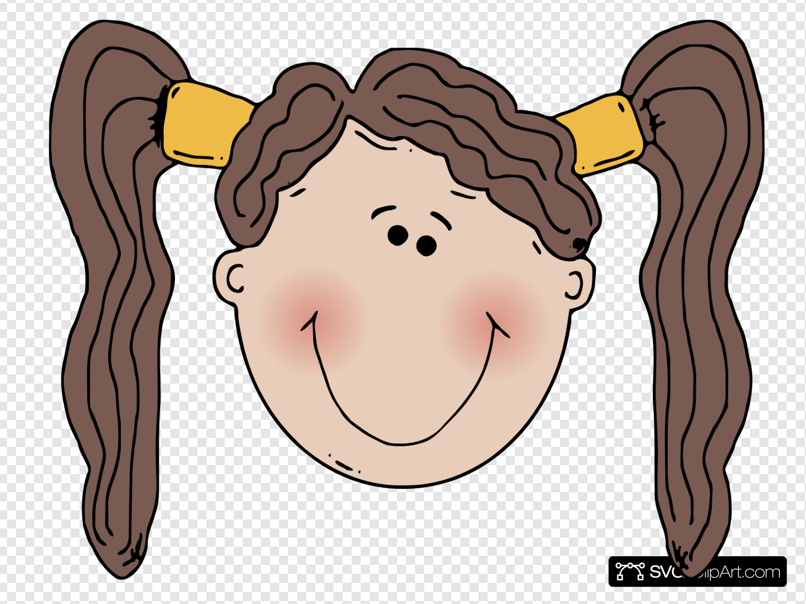 Blushing Girl In Pigtails Clip art, Icon and SVG.