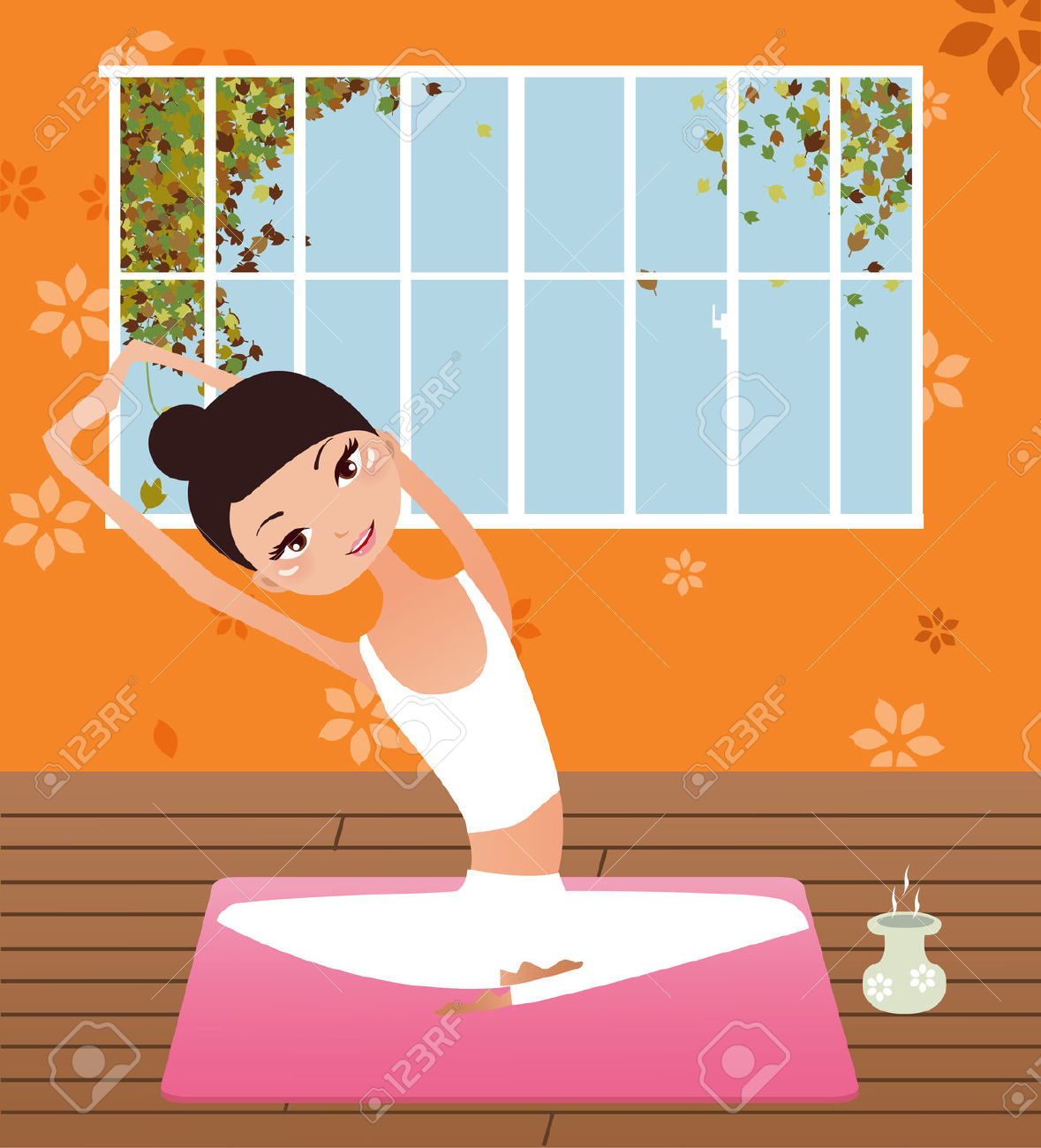 Illustration Of A Beauty Girl Doing Yoga Royalty Free Cliparts.