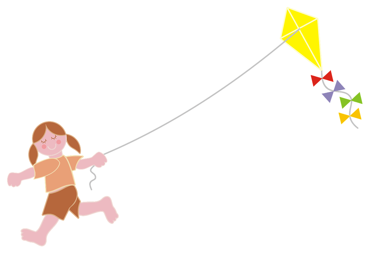 Girl flying kite clipart. Free download..