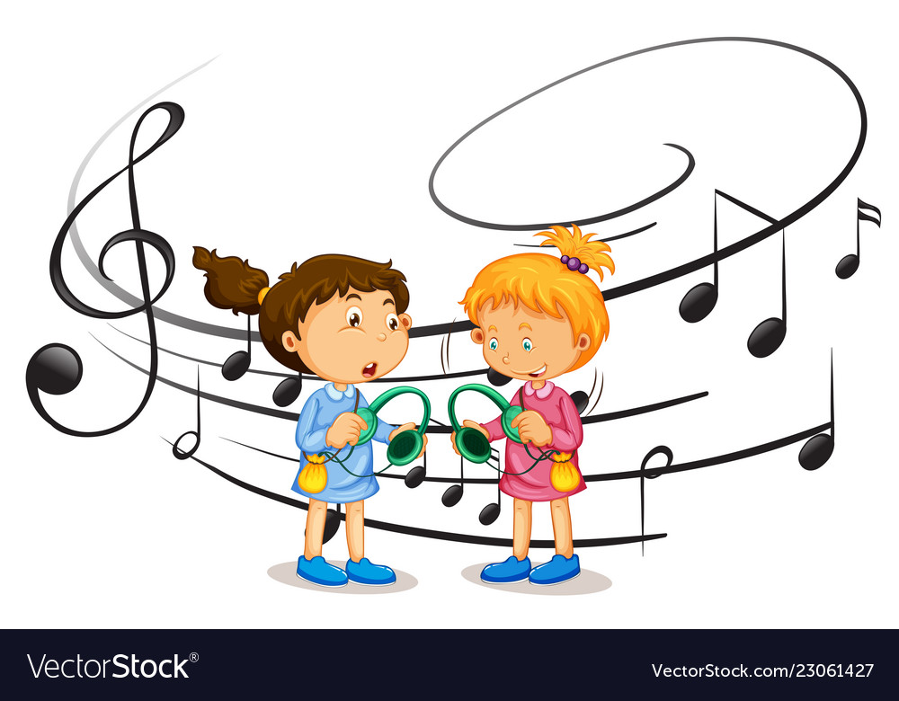 Girls listening to music.