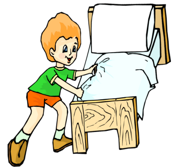 Girl Making Bed Clipart.