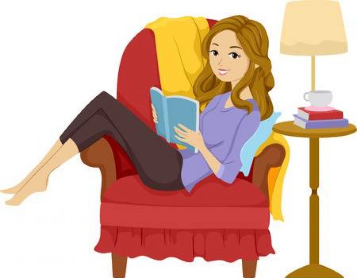 girl reading a book clipart.