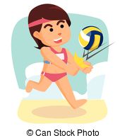 EPS Vector of girl volleyball smashing ball csp39390847.