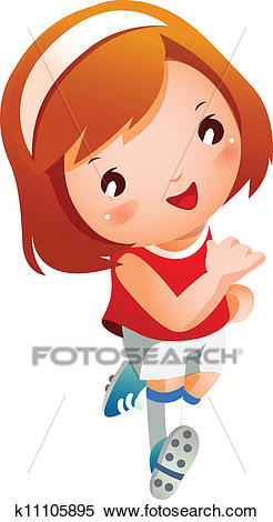 Girl sport player running Clipart.