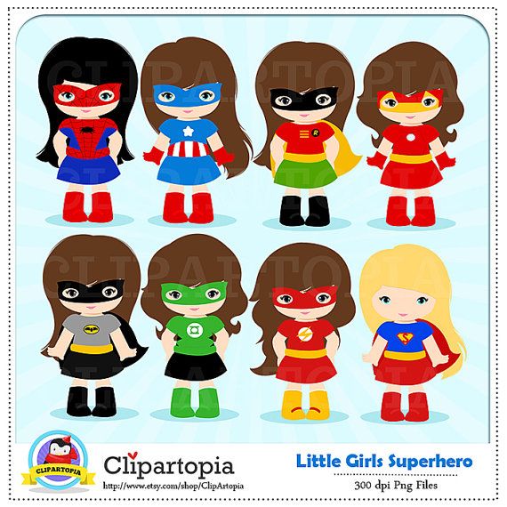 Girl Superhero Clip Art / Little Girls Superheroes / Supergirls.